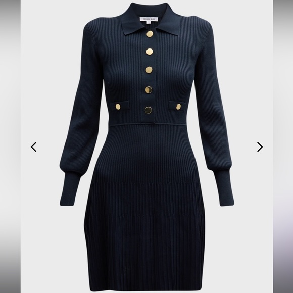 Veronica Beard Lauper Dress Ribbed Button Front A-line Mini Dress Navy Small - Picture 6 of 9